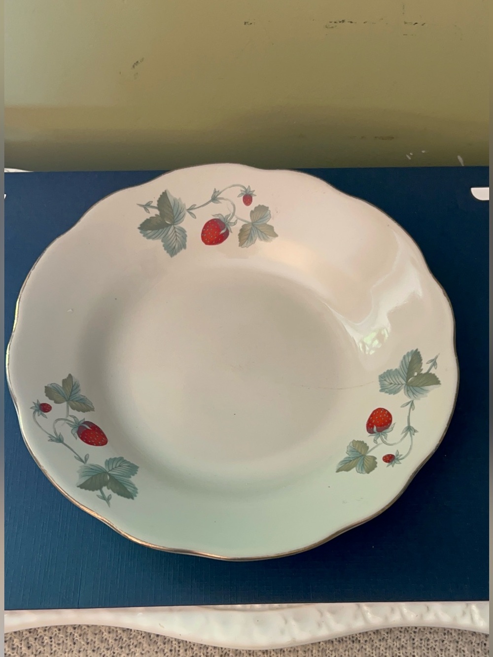 Strawberry scalloped Porcelain Berry Bowl